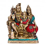 Shiva Family Statue Shiva Parwati Ganesha Brass Statue-8"