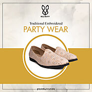 Bold Bunny Cream Embroidered Vegan Loafers for Men – Subtle Luxury, Timeless Tradition