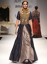 Indigo Anarkali with Grey Skirt