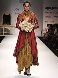 Maroon Anarkali with Gold Skirt