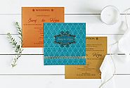 Blue Shimmery Paisley Themed - Foil Stamped Wedding Invitations : CD-1729 | IndianWeddingCards