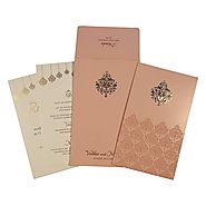 Pink Shimmery Paisley Themed - Screen Printed Wedding Invitations : CD-1746 | IndianWeddingCards