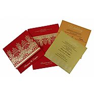 Red Matte Embossed Wedding Invitations : CD-1780 | IndianWeddingCards
