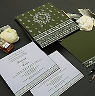 GREEN MATTE SCREEN PRINTED WEDDING INVITATION