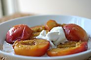 Roasted peaches with maple syrup and cardamom