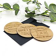 Engraved Round Wooden "Save The Date" with Magnet