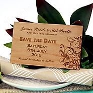 Personalised Engraved Wooden Cherry Wedding Save the Date Card Factory Direct