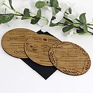Engraved Medium Sized Round Wooden Wedding Invitation Australia