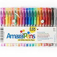 AmazaPens Gel Pens, 20 Pack Super Glitter | 150% More Ink than Other Sets | Best for Adding Sparkle to Your Adult Col...