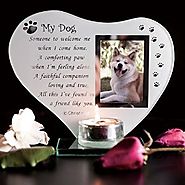 My Dog RIP - Inspirational poem, candle and photo holder glass memorial plaque