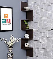 Furniture Cafe Wooden Wall Shelves | Corner Hanging Shelf for Living Room