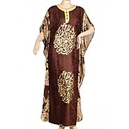 "Fascinating Allure" Brasso and chiffon kaftan with printed letters