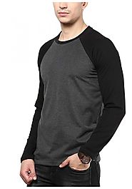 IZINC Men's Raglan Neck Full Sleeve Cotton T-Shirt