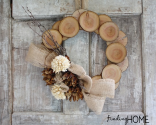 {findinghomeonline.com} Wood & Burlap Natural Fall Wreath