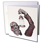 Blonde Designs Happy and Haunted Halloween - Halloween Gory Zombie - 1 Greeting Card with envelope (gc_131221_5)