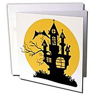 Blonde Designs Happy and Haunted Halloween - Halloween Haunted House - 1 Greeting Card with envelope (gc_131261_5)