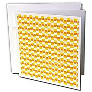 Anne Marie Baugh - Halloween - Orange, Yellow, and White Halloween Candy Corn Pattern On White - 6 Greeting Cards wit...