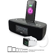 iHome iDL44 Lightning Dock Dual Clock Radio with USB Charge/Play for iPhone 5/5S & 6/6Plus & All iPad Models with Lig...