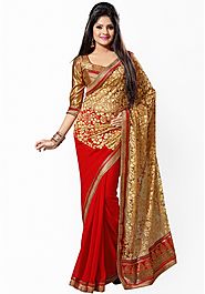 Saree Swarg Red Embellished Saree