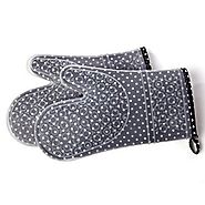 Silicone Kitchen Oven Mitts - Set of 2 with Washable Quilted Cotton Linings