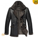 Mens Black Fur Lined Leather Coat CW819436