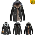Men Hooded fur leather coat CW141416