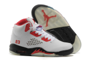 Nike Jordan 5 Retro Black White and Fire Red - Men Basketball Shoes