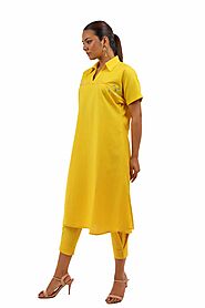Yellow Women Kurti Set