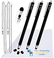 Bundle of 3PCS Premium Branded 5.5" Thin-Tip High Precision Universal Capacitive Stylus Pens + Extra 3 Replaceable Ti...