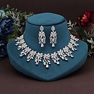 Shop now Sterling Silver American Diamond Necklace Set from Supermacchi Online Store – Supermacchi Jewellery Collections