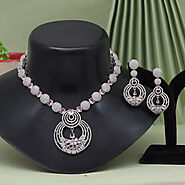 Shop Now Pink Color American Diamond Necklace Set at Supermacchi – Supermacchi Jewellery Collections
