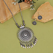 Stylish Silver Color Oxidised Necklace Set – Supermacchi Jewellery Collections