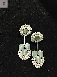 Light Green Unique German Silver Pearl drops Earrings – Supermacchi Jewellery Collections