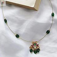 Invisible Necklace with Green Beads and Lotus Pendant – Supermacchi Jewellery Collections