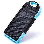 Solar Charger,Juboury 5000mAh Solar Power Bank Dual USB Port Portable Charger,3-proofing Design(Waterproof,Dust-Proof...