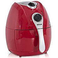 Della© Electric Air Fryer w/ Temperature Control, Detachable Basket Handle - Red, 1500W