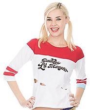 Suicide Squad Harley Quinn Daddy's Little Monster Women's Top with Rips
