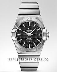 Replica Omega Constellation Negro Dial acero inoxidable reloj 123.10.38.21.01.002