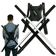 Ace Martial Arts Supply Leonardo Dual Ninja Swords with Back Carrying Scabbard
