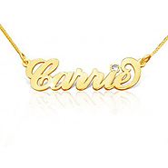 Carrie Birthstone 14k Yellow Gold Name Necklace