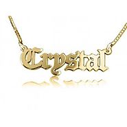 Solid 14k Gold Old English Style Name Necklace