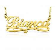 Bianca Style Accent Name Necklace in Solid 14k Gold
