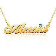 August Birthstone Name Necklace in 14k Gold