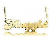 Solid 14k Gold Retro Name Necklace