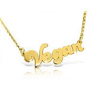 Vegan Friendly solid 14k Gold Name Necklace