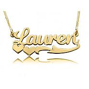 Lauren's Heart Solid 14k Gold Name Necklace