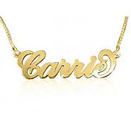 Solid 14k Gold Carrie Style Name Necklace