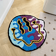 Trippy Smile Tufted Rug | Wavy, Neon, Smiley Goodness in a Rug