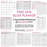Free 2016 Blog Planner - Mom's Small Victories