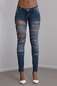 Ladies Online Ripped Jeans